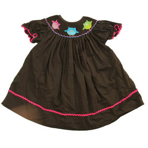 Sprinkled Sweet Girls Brown | Birds | Smocked Dress size: 18 Months